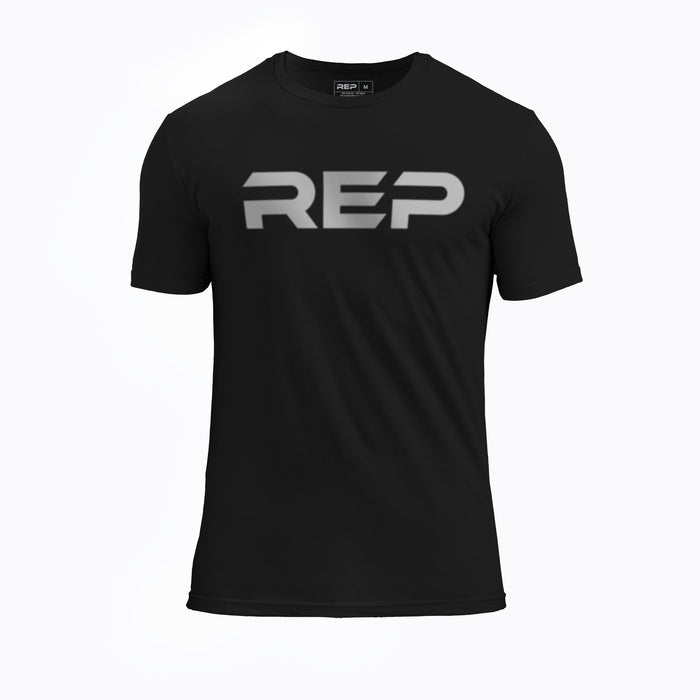 The REP Fitness Men's Daily Driver 2.0 Tri-Blend Crew T-Shirt in Heather Black/White front