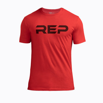 The REP Fitness Men's Daily Driver 2.0 Tri-Blend Crew T-Shirt in Heather Red/Black front