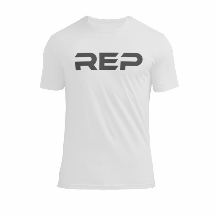 The REP Fitness Men's Daily Driver 2.0 Tri-Blend Crew T-Shirt in White/Black front