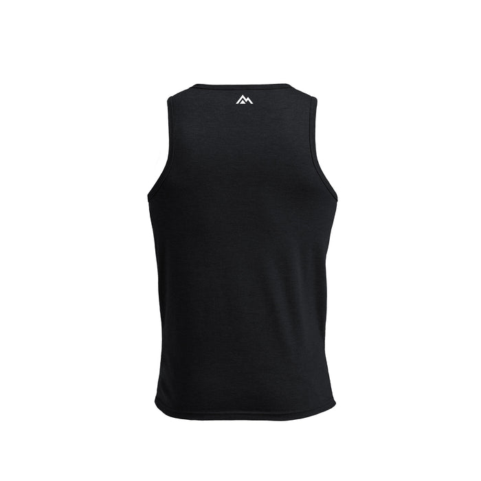 The REP Fitness Men's Daily Driver Tri-Blend Tank in Heather Black/White back
