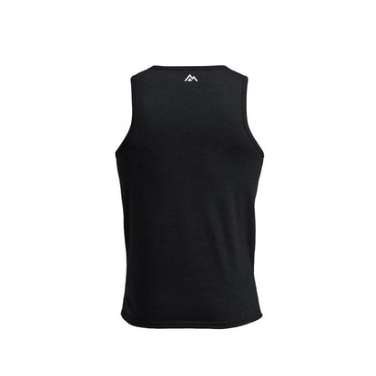 The REP Fitness Men's Daily Driver Tri-Blend Tank in Heather Black/White back