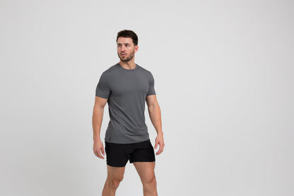 The REP Fitness Men's Delta Shirt in Cool Gray front, 3/4 angle