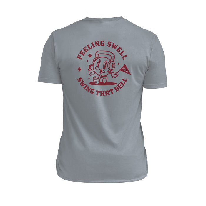The REP Fitness Men's Feeling Swell Tri-Blend Crew T-Shirt in Heather Flint/Maroon back