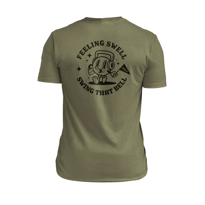 The REP Fitness Men's Feeling Swell Tri-Blend Crew T-Shirt in Heather Olive/Black back