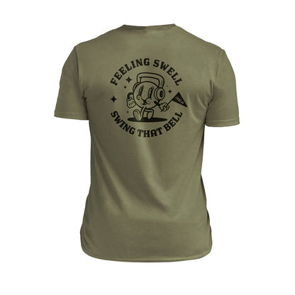 The REP Fitness Men's Feeling Swell Tri-Blend Crew T-Shirt in Heather Olive/Black back