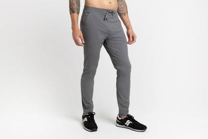 The REP Fitness Men's Felix Pants 2.0 in Cool Gray front, 3/4 angle
