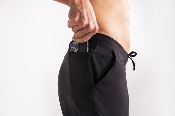 The REP Fitness Men's Felix Pants 2.0 in Black front, pocket detail