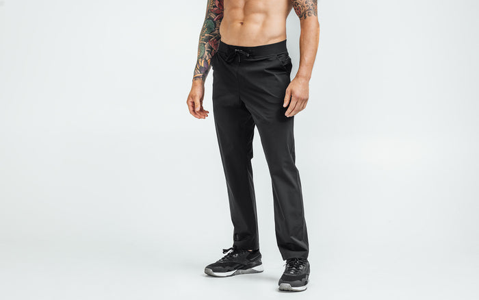 The REP Fitness Men's Felix Pants in Black on body