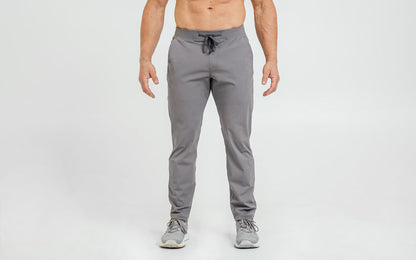 The REP Fitness Men's Felix Pants in Cool Gray on body