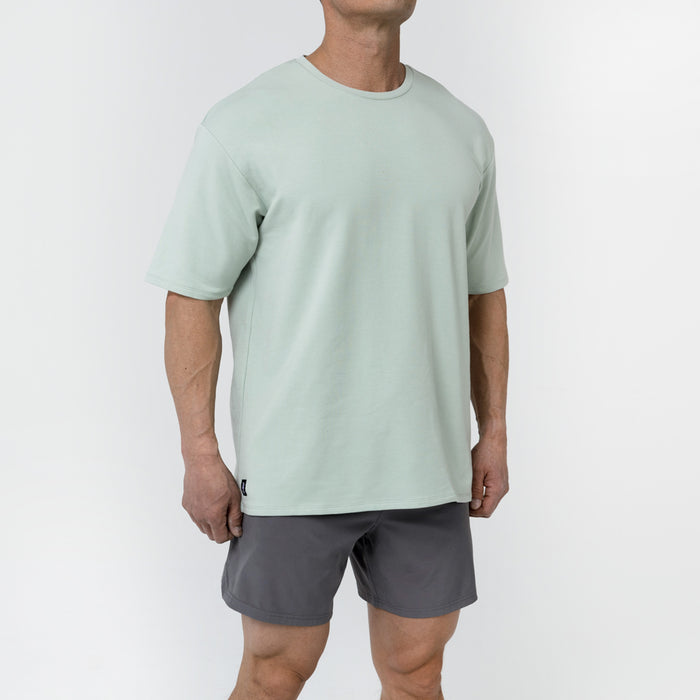 The REP Fitness Men's Magnis Heavyweight T-Shirt in Aqua Gray front