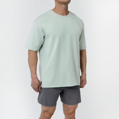 The REP Fitness Men's Magnis Heavyweight T-Shirt in Aqua Gray front