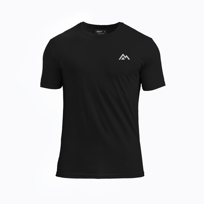 The REP Fitness Men's Peak Tri-Blend Crew T-Shirt in Heather Black/White front
