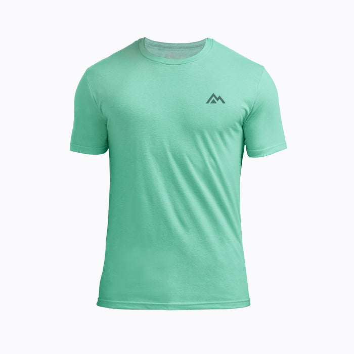 The REP Fitness Men's Peak Tri-Blend Crew T-Shirt in Heather Sage/Green front