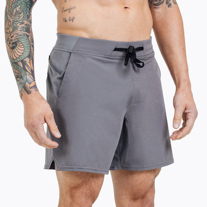 The REP Fitness Men's Pinnacle Shorts in Cool Gray on body