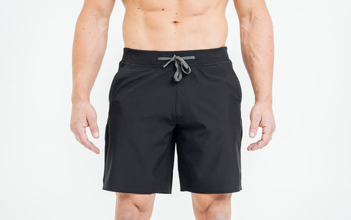 The REP Fitness Men's Pinnacle Shorts in Black on body