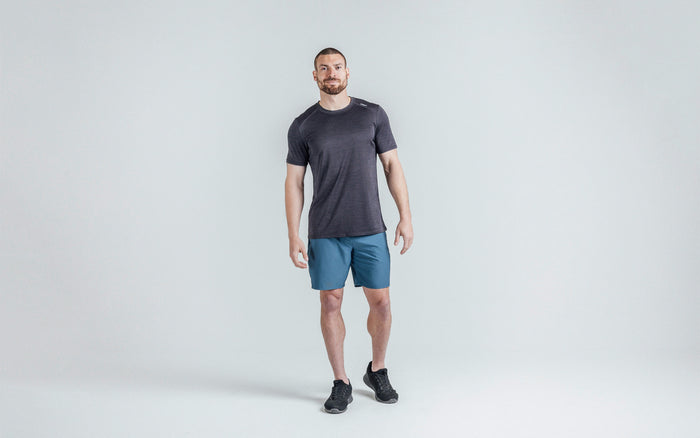 The REP Fitness Men's Sigmatech Shirt in Heather Black front on body