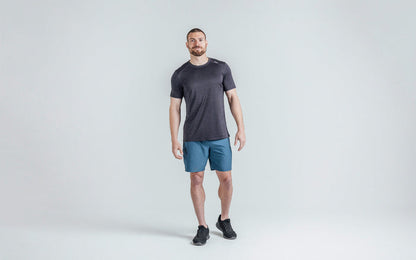The REP Fitness Men's Sigmatech Shirt in Heather Black front on body