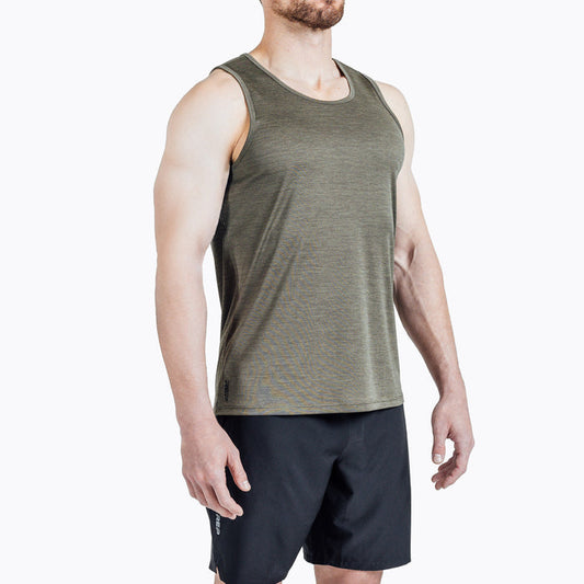 The REP Fitness Men's Sigmatech Tank Top in Heather Olive front
