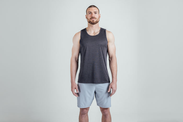 The REP Fitness Men's Sigmatech Tank Top in Heather Black front