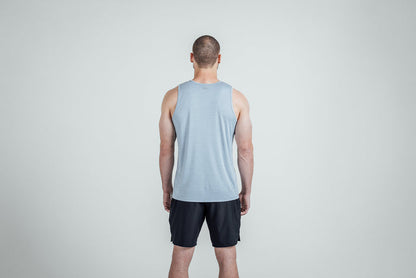 The REP Fitness Men's Sigmatech Tank Top in Heather Dusty Blue back