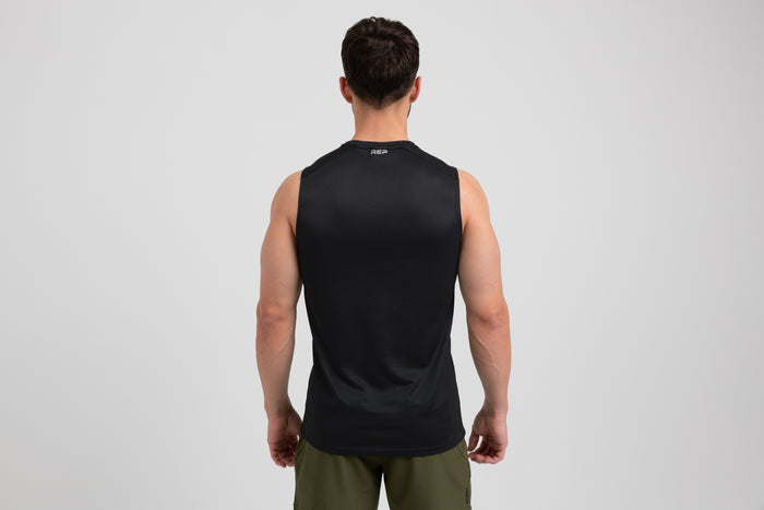 The REP Fitness Men's Solis Muscle Tee in Black back