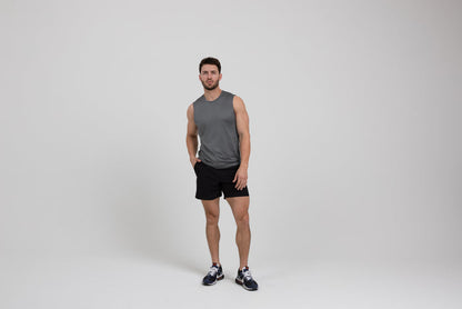 The REP Fitness Men's Solis Muscle Tee in Cool Gray front