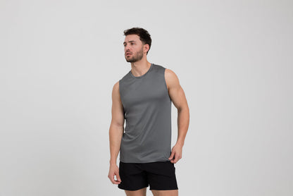 The REP Fitness Men's Solis Muscle Tee in Cool Gray front, 3/4 angle