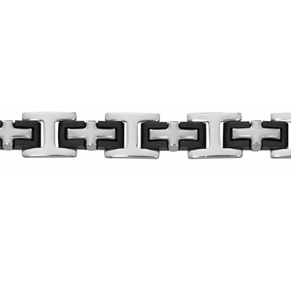 Men's Stainless Steel and Rubber Bracelet, Boxed