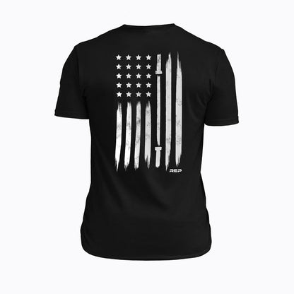 The REP Fitness Men's USA Tri-Blend Crew T-Shirt in Heather Black/White back