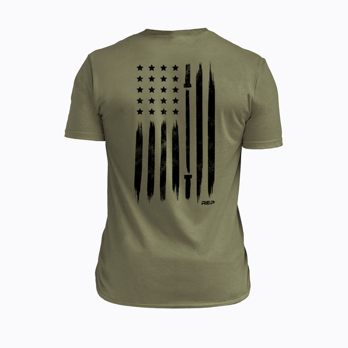 The REP Fitness Men's USA Tri-Blend Crew T-Shirt in Heather Olive/Black back