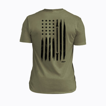 The REP Fitness Men's USA Tri-Blend Crew T-Shirt in Heather Olive/Black back