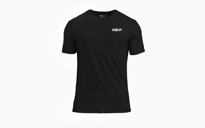 The REP Fitness Men's USA Tri-Blend Crew T-Shirt in Heather Black/White front