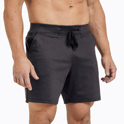 The REP Fitness Men's Versa Shorts in Heather Black on body