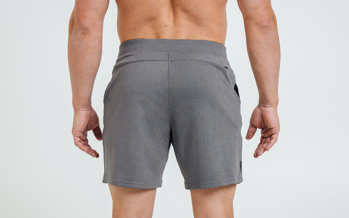 The REP Fitness Men's Versa Shorts in Heather Cool Gray back