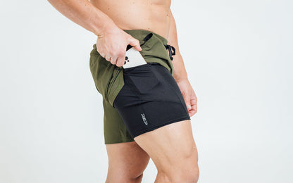 The REP Fitness Men's Virtus Light Compression Shorts in Black on body