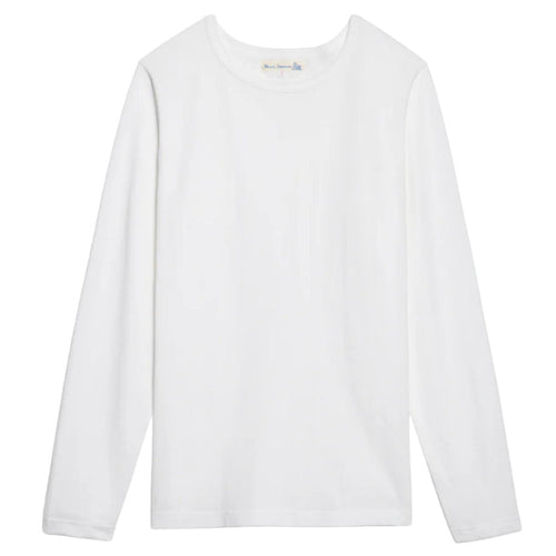 Merz b Schwanen 1950sLS Loopwheeled Classic Fit Lightweight Longsleeve - White