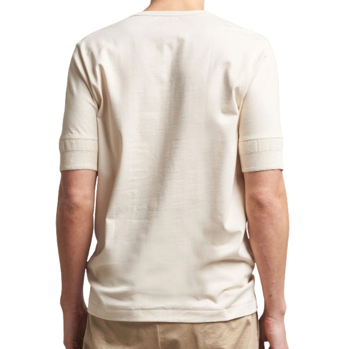 Merz b Schwanen 207 Loopwheeled Classic Fit Midweight Short Sleeve Henley - Natural