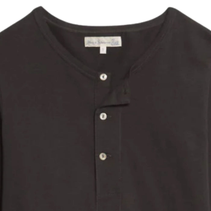 Merz b Schwanen 2M06 Vintage Machine Refined Classic Fit Long Sleeve Henley - Charcoal