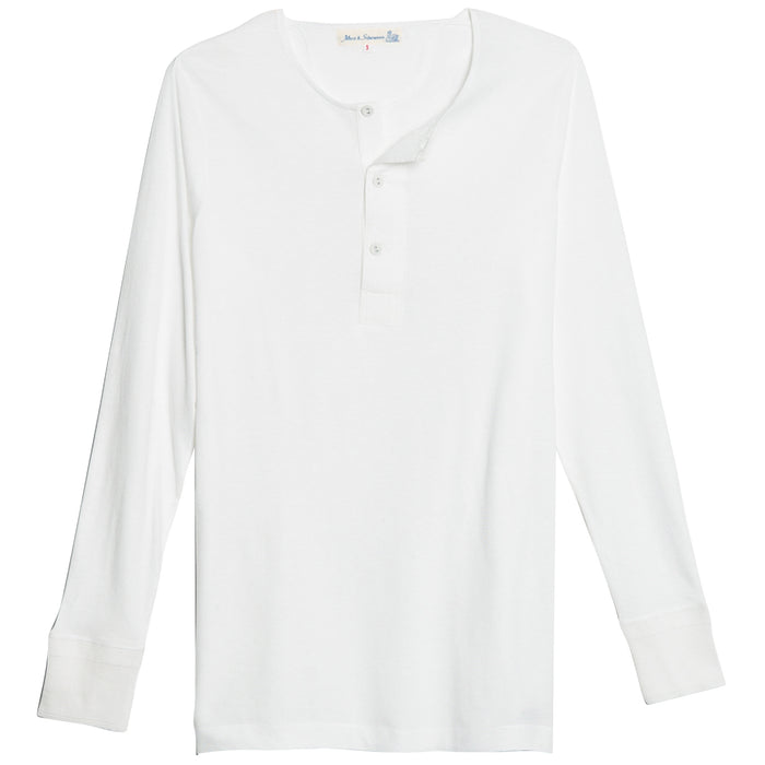Button Facing Long Sleeve T-Shirt - White