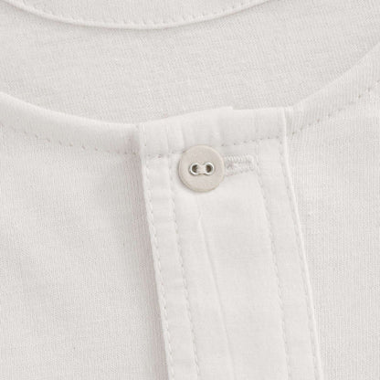 Button Facing Long Sleeve T-Shirt - White