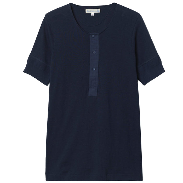 Merz b Schwanen Henley Loop T-Shirt - Ink Blue