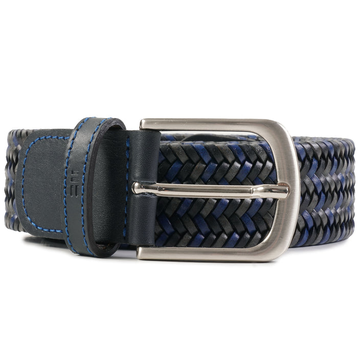 Miguel Bellido Belts Leather Woven Belt - Black and Blue