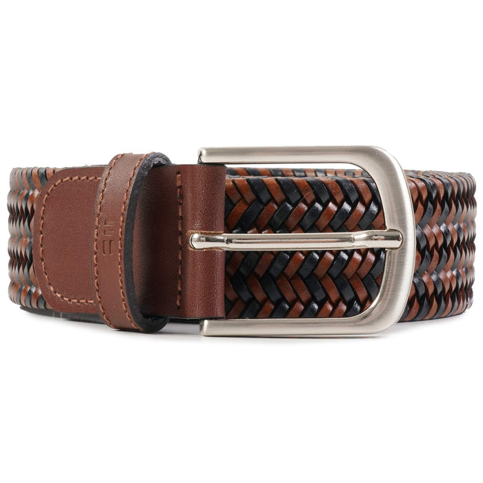 Miguel Bellido Belts Leather Woven Belt - Black and Brown