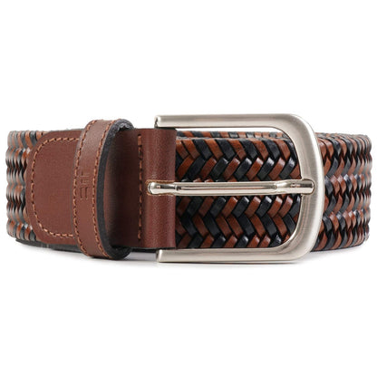 Miguel Bellido Belts Leather Woven Belt - Black and Brown