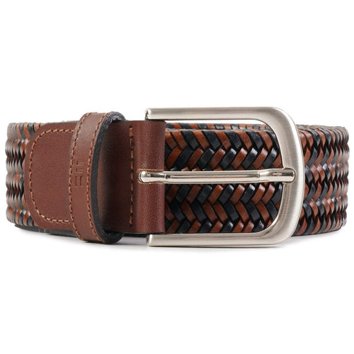 Miguel Bellido Belts Leather Woven Belt - Black and Brown
