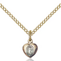 Miraculous Medal Heart Gold Filled 18"