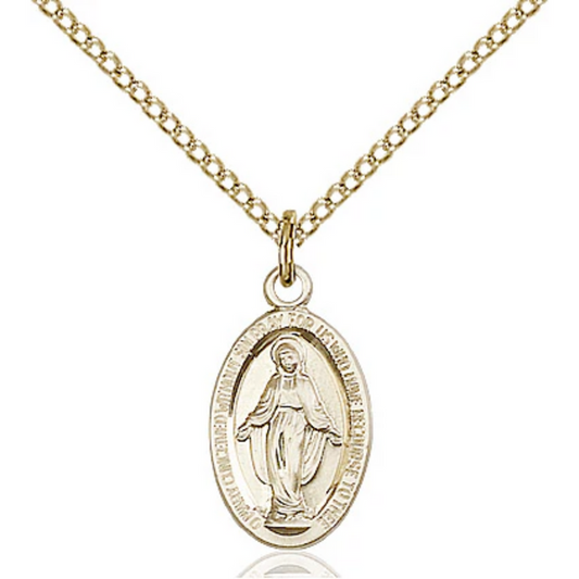 Miraculous Medal Necklace Gold Filled 18"
