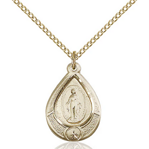 Miraculous Medal Necklace Gold Filled 18"