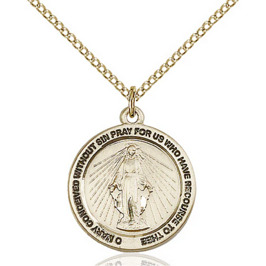 Miraculous Medal Necklace Gold Filled 18"