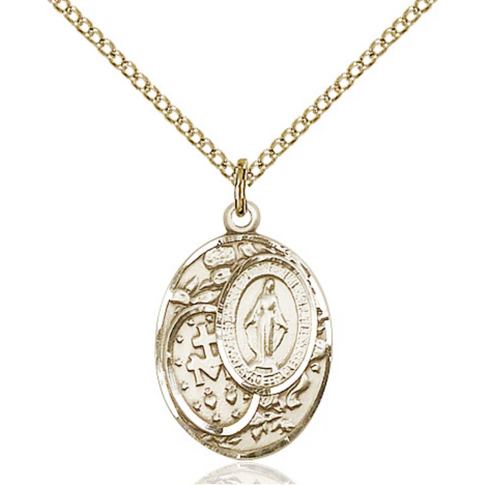 Miraculous Medal Necklace Gold Filled 18"